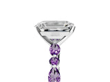 White gold Emerald Cut Diamond Ring with Marquise and Round with Amethyst side stone Side Stones and Four-Prong Setting_17