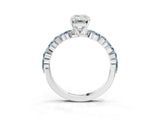 White gold Emerald Cut Diamond Ring with Marquise and Round with Aquamarine side stone Side Stones and Four-Prong Setting_15