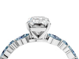 White gold Emerald Cut Diamond Ring with Marquise and Round with Aquamarine side stone Side Stones and Four-Prong Setting_28