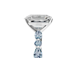 White gold Emerald Cut Diamond Ring with Marquise and Round with Aquamarine side stone Side Stones and Four-Prong Setting_29