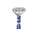 White gold Emerald Cut Diamond Ring with Marquise and Round with Blue Sapphire side stone Side Stones and Four-Prong Setting_65