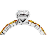 White gold Emerald Cut Diamond Ring with Marquise and Round with Citrine side stone Side Stones and Four-Prong Setting_16