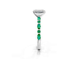 White gold Emerald Cut Diamond Ring with Marquise and Round with Emerald side stone Side Stones and Four-Prong Setting_49