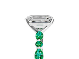 White gold Emerald Cut Diamond Ring with Marquise and Round with Emerald side stone Side Stones and Four-Prong Setting_53