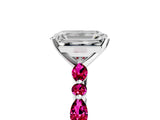 White gold Emerald Cut Diamond Ring with Marquise and Round with Garnet side stone Side Stones and Four-Prong Setting_17