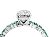 White gold Emerald Cut Diamond Ring with Marquise and Round with Green Sapphire side stone Side Stones and Four-Prong Setting_4