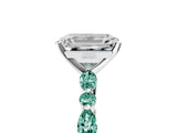 White gold Emerald Cut Diamond Ring with Marquise and Round with Green Sapphire side stone Side Stones and Four-Prong Setting_5