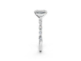 White gold Emerald Cut Diamond Ring with Marquise and Round with Moissanite side stone Side Stones and Four-Prong Setting_38