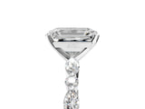 White gold Emerald Cut Diamond Ring with Marquise and Round with Moissanite side stone Side Stones and Four-Prong Setting_41