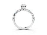 White gold Emerald Cut Diamond Ring with Marquise and Round with Moissanite side stone Side Stones and Four-Prong Setting_51