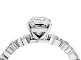 White gold Emerald Cut Diamond Ring with Marquise and Round with Moissanite side stone Side Stones and Four-Prong Setting_52