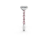 White gold Emerald Cut Diamond Ring with Marquise and Round with Morganite side stone Side Stones and Four-Prong Setting_14