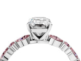 White gold Emerald Cut Diamond Ring with Marquise and Round with Morganite side stone Side Stones and Four-Prong Setting_16