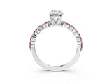 White gold Emerald Cut Diamond Ring with Marquise and Round with Morganite side stone Side Stones and Four-Prong Setting_27