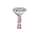 White gold Emerald Cut Diamond Ring with Marquise and Round with Morganite side stone Side Stones and Four-Prong Setting_29