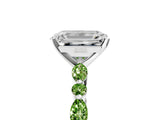 White gold Emerald Cut Diamond Ring with Marquise and Round with Peridot side stone Side Stones and Four-Prong Setting_5