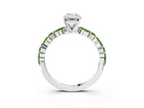 White gold Emerald Cut Diamond Ring with Marquise and Round with Peridot side stone Side Stones and Four-Prong Setting_9