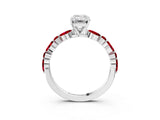 White gold Emerald Cut Diamond Ring with Marquise and Round with Ruby side stone Side Stones and Four-Prong Setting_39