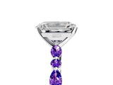 White gold Emerald Cut Diamond Ring with Marquise and Round with Tanzanite side stone Side Stones and Four-Prong Setting_29