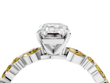 White gold Emerald Cut Diamond Ring with Marquise and Round with Yellow Sapphire side stone Side Stones and Four-Prong Setting_28