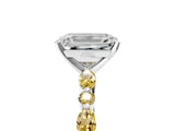 White gold Emerald Cut Diamond Ring with Marquise and Round with Yellow Sapphire side stone Side Stones and Four-Prong Setting_29