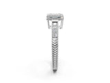 White gold Emerald Cut Diamond Ring with Milgrain Pavé Band and Four-Prong Setting_40