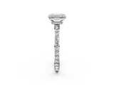 Silver 1.00 Carat D VS1 Emerald Diamond Pavé Engagement Ring with Round Accents and Prong Setting