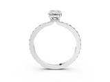 Silver 1.00 Carat D VS1 Emerald Diamond Pavé Engagement Ring with Round Accents and Prong Setting