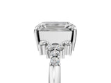 White gold Emerald Cut Diamond Ring with Side Stones and Four-Prong Setting_102