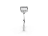 White gold Emerald Cut Diamond Ring with Side Stones and Four-Prong Setting_96