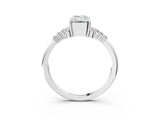 White gold Emerald Cut Diamond Ring with Side Stones and Four-Prong Setting_97
