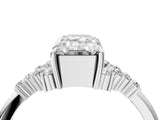 White gold Emerald Cut Diamond Ring with Side Stones and Four-Prong Setting_98