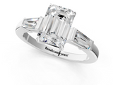 White gold Emerald Cut Diamond Ring with Tapered Baguette Side Stones in Four-Prong Setting_33