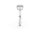 White gold Emerald Cut Diamond Ring with Tapered Baguette Side Stones in Four-Prong Setting_34