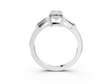 White gold Emerald Cut Diamond Ring with Tapered Baguette Side Stones in Four-Prong Setting_35