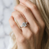 White gold Emerald Cut Diamond Ring with Tapered Baguette Side Stones in Four-Prong Setting_49