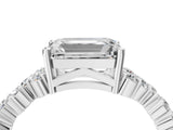 White gold Emerald Cut Diamond Scattered Round Accent Ring with Prong Setting_22