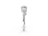 White gold Emerald Cut Diamond Scattered Round Accent Ring with Prong Setting_32
