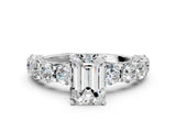 White gold Emerald Cut Diamond Side Stone Engagement Ring with Four-Prong Setting_24