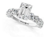 White gold Emerald Cut Diamond Side Stone Engagement Ring with Four-Prong Setting_25