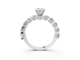 White gold Emerald Cut Diamond Side Stone Engagement Ring with Four-Prong Setting_27