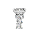 White gold Emerald Cut Diamond Side Stone Engagement Ring with Four-Prong Setting_29
