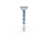 White gold Emerald Cut Diamond Side Stone Solitaire Ring with Round with Aquamarine side stone and Four-Prong Setting_26