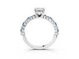 White gold Emerald Cut Diamond Side Stone Solitaire Ring with Round with Aquamarine side stone and Four-Prong Setting_27