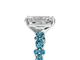 White gold Emerald Cut Diamond Side Stone Solitaire Ring with Round with Blue Topaz side stone and Four-Prong Setting_17