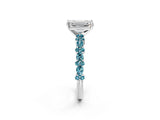 White gold Emerald Cut Diamond Side Stone Solitaire Ring with Round with Blue Topaz side stone and Four-Prong Setting_2