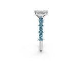 White gold Emerald Cut Diamond Side Stone Solitaire Ring with Round with Blue Topaz side stone and Four-Prong Setting_2