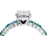 White gold Emerald Cut Diamond Side Stone Solitaire Ring with Round with Blue Topaz side stone and Four-Prong Setting_4