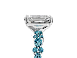 White gold Emerald Cut Diamond Side Stone Solitaire Ring with Round with Blue Topaz side stone and Four-Prong Setting_5