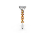 White gold Emerald Cut Diamond Side Stone Solitaire Ring with Round with Citrine side stone and Four-Prong Setting_2